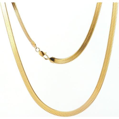 OMKAIMIGN Snake Chain Design Stainless Steel Gold Chain Necklace for Women Delicate Necklace Jewelry Accessories Gift