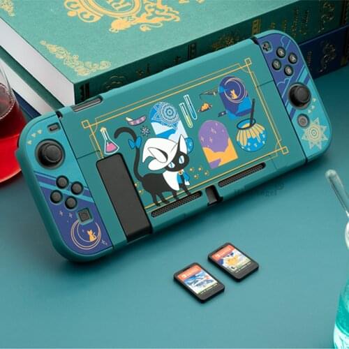 For Nintend Switch Shell Blue Alchemy Cat Magic Potion Cartoon Fairy League Hard Cover Back Girp Shell For Nintendo Switch Acces