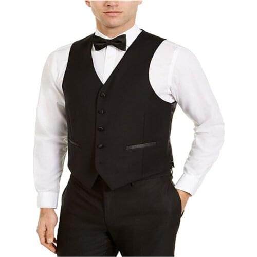 Black Groom Vests Stylish Five Buttons V Neck Groomsmens/Best Man Vest Custom Made Slim Fit Wedding/Prom/Dinner Waistcoat
