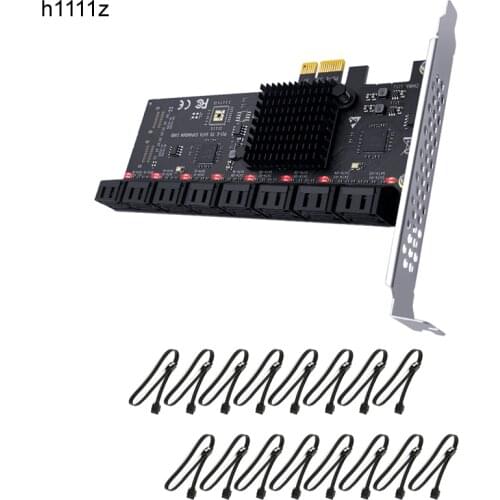 Chi a Mining Riser 16 Port PCIE SATA Card PCI Express SATA Controller PCIE to SATA 3.0 Expansion Card PCI E X1 SATA3 6Gb + Cable