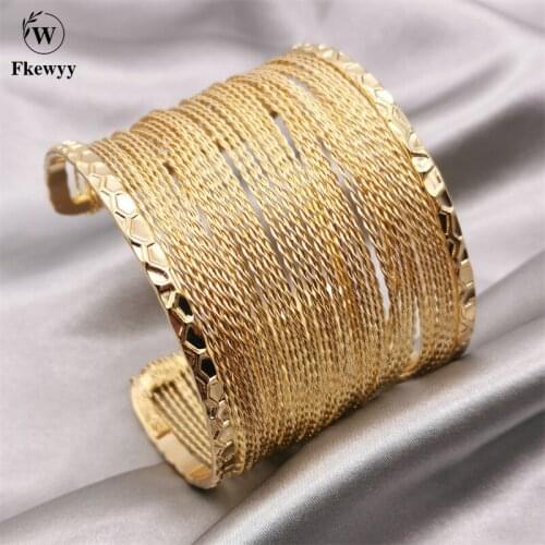 Fkewyy New Fashion Bracelets For Women Punk Gold Plated Bracelet Handmade Weave Gift Cuf Bangles Girl Festival Accessories Party