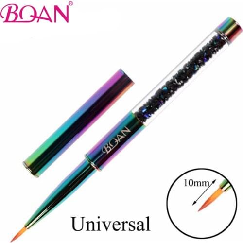 BQAN Multicolor Universal Nail Brush Crystal Acrylic Nail Art Brushes UV Gel Painting Line Brush Nylon Hair Pen Manicure Tools