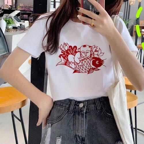 Chinese Traditional Culture Woman T Shirt Art T Shirt Printed Harajuku Tshirt Aesthetic Street Clothing T-Shirt