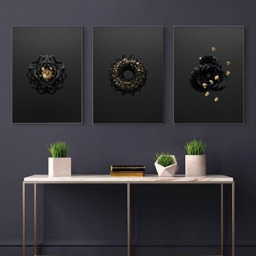 Creative Black Gold Hand Mask Character Antlers Posters and Canvas Painting Prints Modern Bedroom Decoration Wall Art Pictures