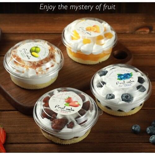 50pcs High quality round transparent fruit box handmade diy dessert cream cake pudding takeaway packaging plastic cup with lid