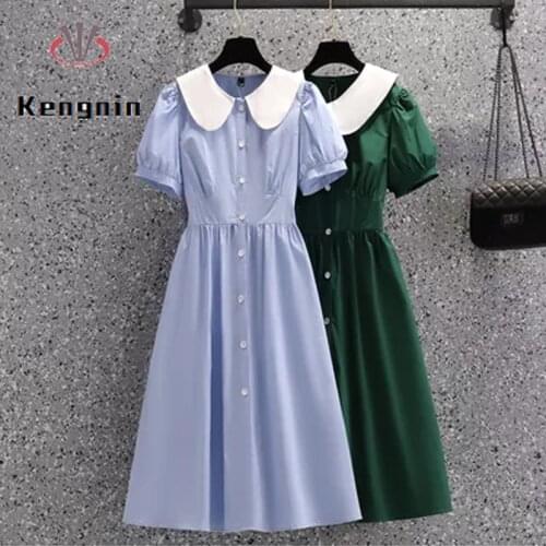 Summer Dresses for Women 2021 New Plus Size 4XL Ladies Vestidos Casual Woman Robe Dress Short Puff Sleeve Female Clothing KE1540