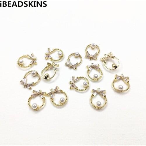 New arrival!16x12mm 30pcs plating Real gold True Zircon Round charm/Connectors for Necklace,Earrings parts,hand Made Jewelry DIY