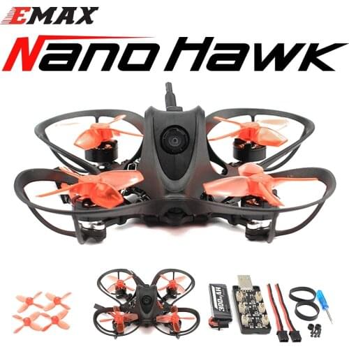 EMAX Nanohawk 65mm 1S Whoop FPV Beginner Indoor Racing Drone FrSky D8 Runcam Nano3 Camera 25mw VTX 5A Blheli_S 5.8G Glasses