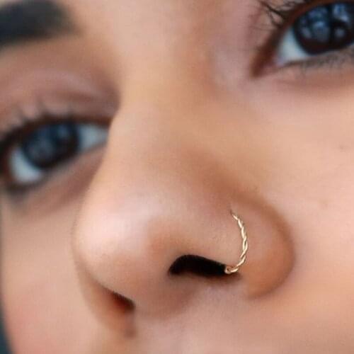 1 Piece Gold Silver Steel Titanium Fake Nose Ring Fake Septum Rings Piercing Body Jewelry Twisted Nose Hoop