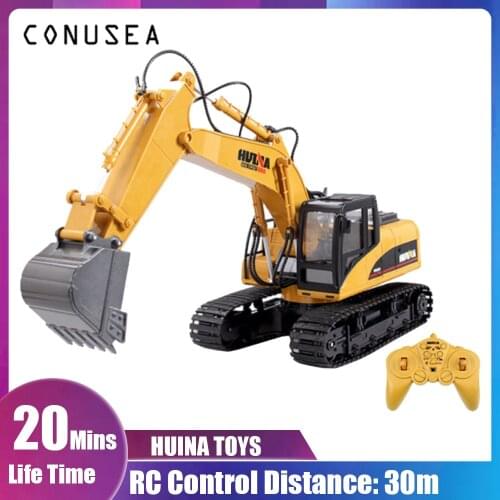 HUINA 1/14 RC Truck Excavator Remote Control Excavator Toy Caterpillar Tractor Model Engineering Car with Lights Sounds toys Boy