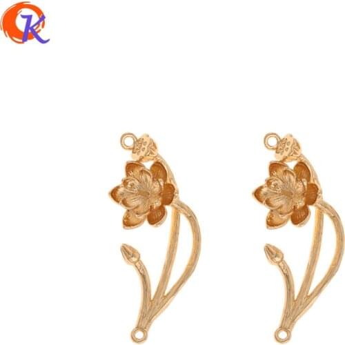 Cordial Design 10Pcs 17*37MM Jewelry Accessories/Earring Connectors/Flower Shape/Genuine Gold Plating/Hand Made/Earring Findings
