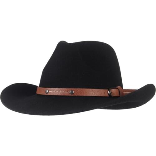 Wool Fedora Hat For Women Chapeau Belt Black Hats For Men Simple Wide Brim Four Seasons Female Caps Top Jazz Cap
