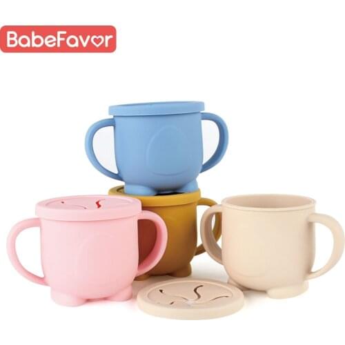 Silicone Snack Cup with Handle Kids Trainer Learning Drinkware Solid Tableware Toddler Infant Baby Feeding Water Drink Bowl Cups