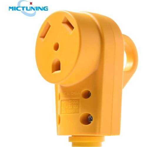 MICTUNING 125V/30Amp Heavy Duty RV Female Replacement Receptacle Plug Yellow Caravan Female Connector with Ergonomic Grip Handle