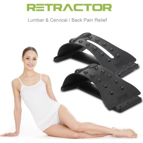 Neck Traction Massager Back Stretcher with Accupressure Points Adjustable Lumbar Support Device