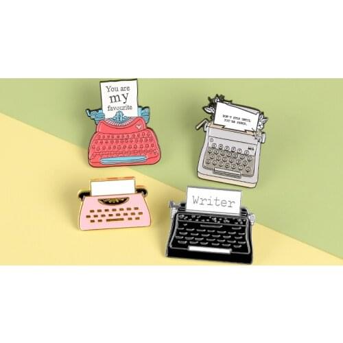 Vintage Typewriter Cute Enamel Pins "You are my favorite" Brooches Badges Bag Clothes Lapel Pins Couple Jewelry Gifts For Lover