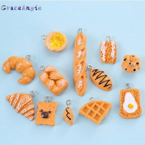 10pcs/lot Funny Child Gift Resin Simulation Bread Cake Food Cookies Charms For Jewelry Making DIY Earrings Keychain Accessories