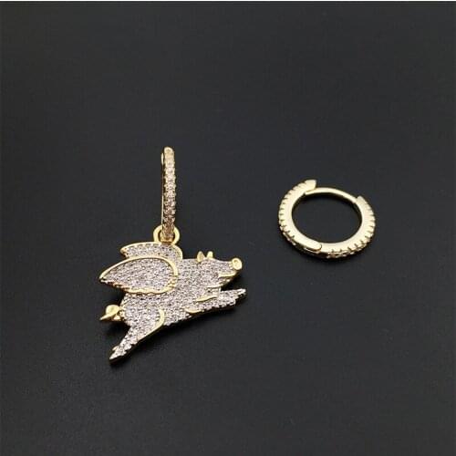 Female Drop Earrings Zircon Little Fly Pig with Wing Animal Women Classic Fashion Cute Romantic Girls Jewelry Monaco Design