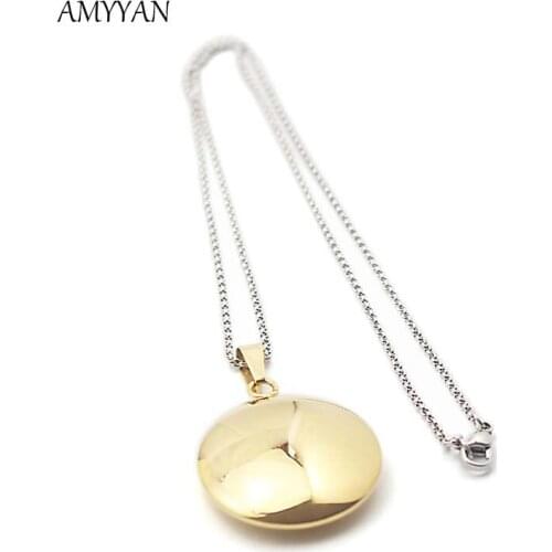 Gold Color 316L Stainless Steel Smooth Disc Pendants Fashion Necklaces for Women Good Quality