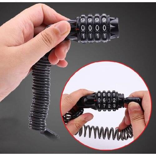 1pc Multi-function 4 Digit Password Wire Lock Anti-theft Helmet Lock for Motorcycle Suitcase Bicycle Locks Safety Outdoor Tool