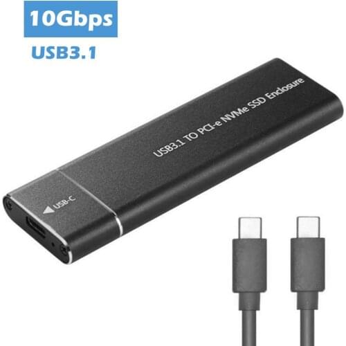 10Gbps M-Key PCI-E USB 3.1 Mobile Box HD Enclosure Super Speed for Windows Type-C M.2 NVMe SSD Adapter External Case
