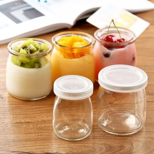 100/200ML Glass Milk Cup with Lid Jelly Mousse Cup High Temperature Resistance Pudding Bottle Yogurt Bottle Fresh Milk Bottle