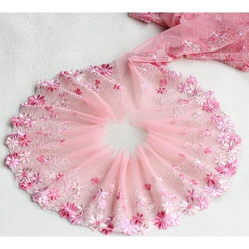 2y/lot Exquisite Embroidered Lace Trim, Pink Lace Fabric ,Quality Lace Ribbon , DIY Craft&Sewing Dress Clothing Accessor