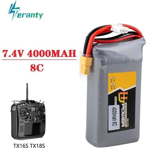 4000mAh 2S 7.4V 8C Lipo Battery TX16S TX18S TRemote Control Transmitter JST-XH and XT30 Plug Large Endurance