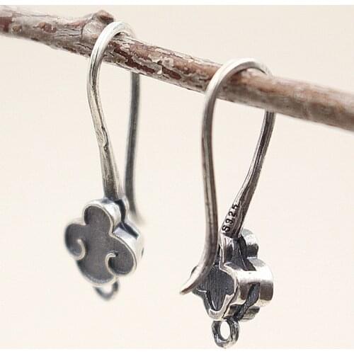 925 Sterling Silver Earrings For Women Retro Auspicious Clouds Ear Studs Simple Fashion Wedding Jewelry Accessories