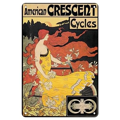 American Crescent Cycles - Advertising Poster by Frederick Winthrop Ramsdell c.1899 Metal Tin Sign