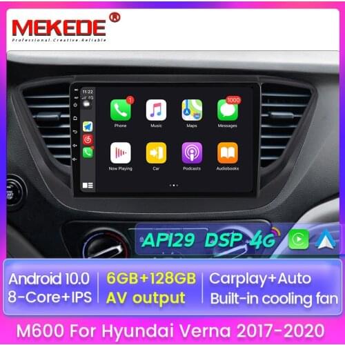 6+128 Android 10.0 NO DVD 2 Din Car Radio Multimedia Video Player Navigation GPS for Hyundai Verna Solaris Accent 2016 2017 2018