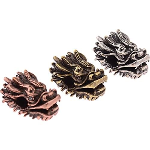 Amader Antique Dragon Head Shape Beads Vintage Spacers Charms DIY For Jewelry Making Bracelet White Zircon Accessories BD512