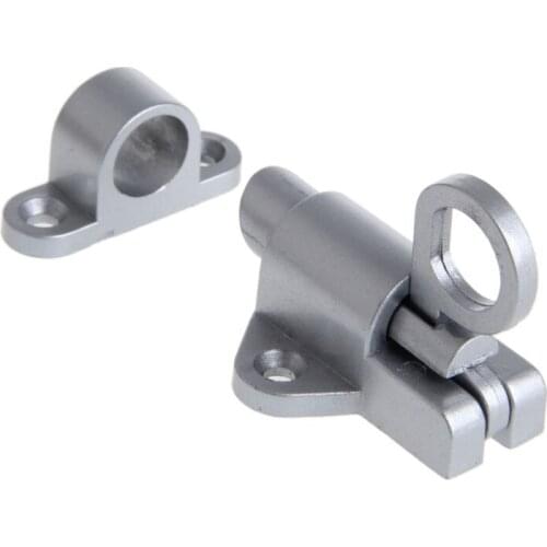 Window Gate Security Pull Ring Spring Bounce Door Bolt Aluminum Latch Lock Grey