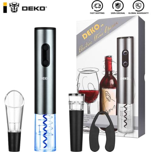 DEKO Electric Wine Opener Set Rechargable Automatic Bottle Opene Kitchen Batteries/Chargers With Foil Cutter Air Extraction