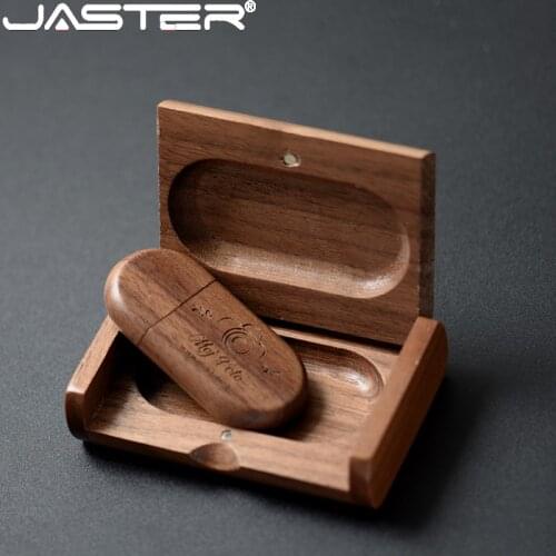 JASTER 1PCS free custom logo wooden + Box Personal LOGO pendrive 4GB 16GB 32GB usb Flash Drive U disk Memory stick wedding Gift