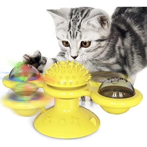 Windmill Toys For Cats Puzzle Training Turntable Windmill Ball Teaser Whirling Kitten Interactive Toy Play Game Toy Pet Supplies