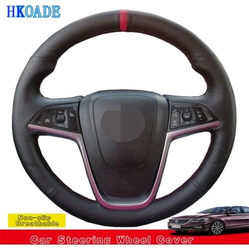 Car Steering Wheel Cover For Opel Mokka 2013-2016 Opel Insignia 2009-2013 Astra J 2010-2015 Meriva Black Artificial Leather