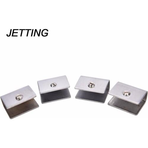 JETTING 4pcs Stainless Steel Square Clamp Holder Clip For Glass Shelf Handrail 6-12mm