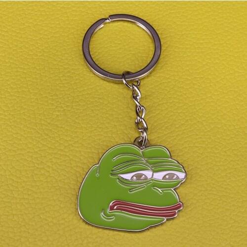 Kermit Sad frog keychain Internet Meme pop culture keyring cute funny animal jewelry cartoon car key chain purse bag decor gift