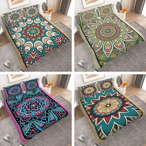 Boho Decorative Pattern 2/3pcs Bedding Set Ethnic Vintage Pastoral Country Style Bohemian Duvet Cover With Pillowcase Microfiber