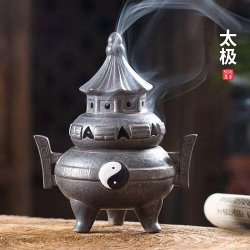 Creative Plate Incense Burner Incense Burner Household Indoor Zen Decoration Taoism Tai Chi Eight Trigrams Offering Stove