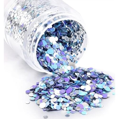 10ml/Box Mixed Size Round Colorful Nail Sequins Colorful Nails Flake Circle Glitter Paillette Charm Nail Art Decoration Manicure
