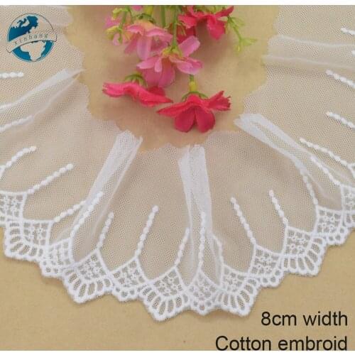 8cm wide Cotton embroid lace edge sewing ribbon guipure trim wedding lace DIY Garment Accessories french african doll lace#3941