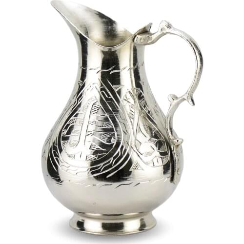 Morya Copper Water Pitcher with Lid Beverage Carafe Elegant Decanter Jug Juice Handmade Vintage Style Buttermilk Drinkware White 2L