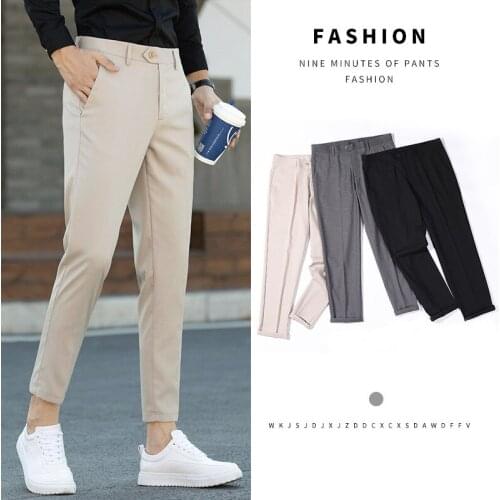 Korean Version Of Non-iron Summer Thin Nine-Point Small Mens Self-Cultivation Small Feet Trend All-Match 9-point Casual Pants