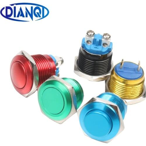 16mm Metal brass Push Button Switch high round Momentary 1NO Car press button pin/screw terminal domed/flat/high head