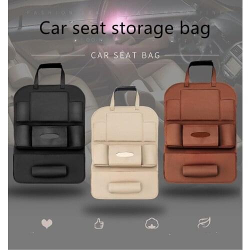 Car Seat Back Organizer Folding Portable Storage Bags Pu Leather Pad Bag Multifunction Storage Box Bag Stowing Tidying Pocket