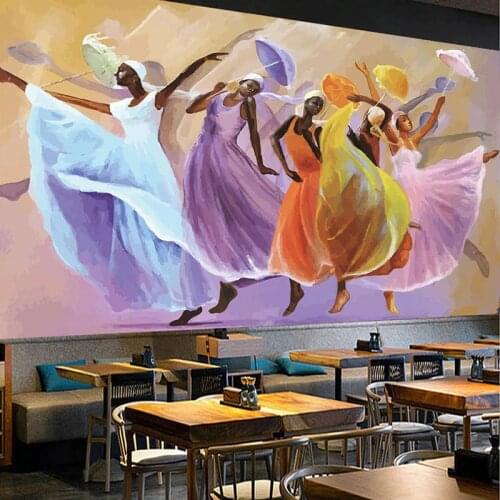 Custom Any Size Mural Wallpaper 3D Stereo Oil Painting Colorful African Girl Dance Fashion Home Decor Living Room Art Wallpapers