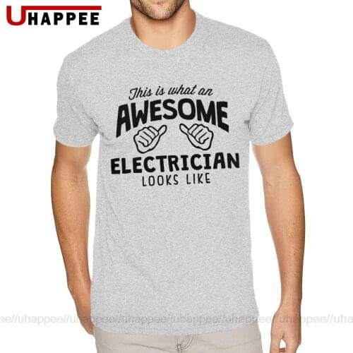 Workout Awesome Electrician T-Shirts for Men 3-6XL Short Sleeves Yellow Crew Tee Shirt