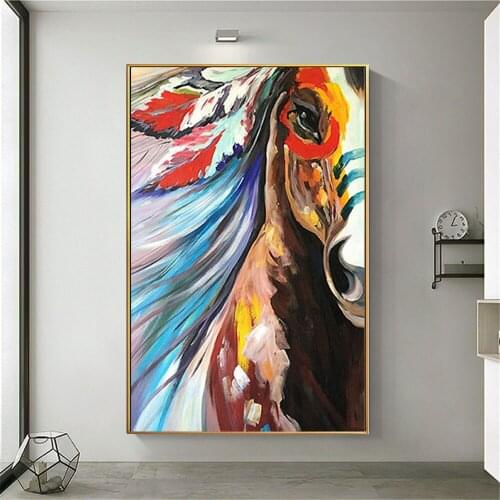 Hand-painted modern oil painting animal horse race horse implied horse to success home decoration living room entrance wall art